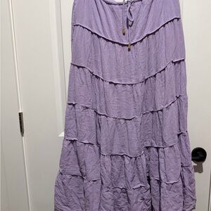 Free People Lavender Tiered Maxi Skirt size: Large